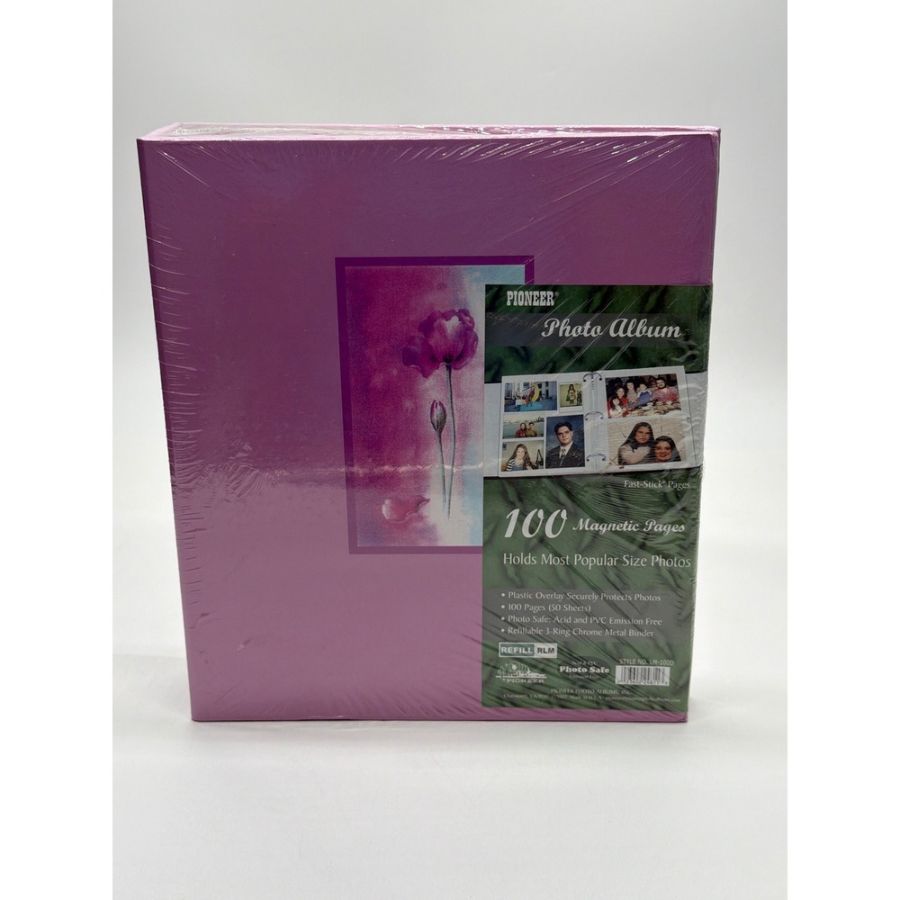 Pioneer Purple Magnetic Photo Album 100 Fast-Stick Pages 3-Ring Binder LM-100D